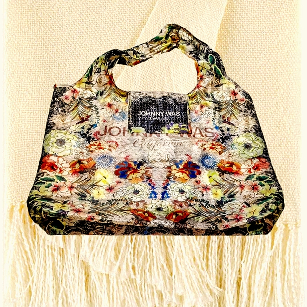 DONATED TO VETS. JOHNNY WAS ~California Reusable Shopping Tote Bag Floral - Picture 4 of 5